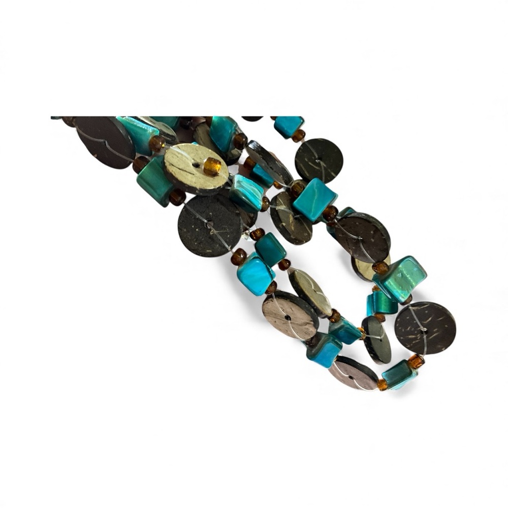 Two Multicolor Dyed Shell And Bead Necklaces Bold… - image 7